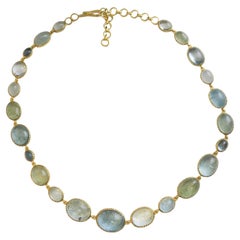 Aquamarine Gold Plated Sterling Silver Necklace