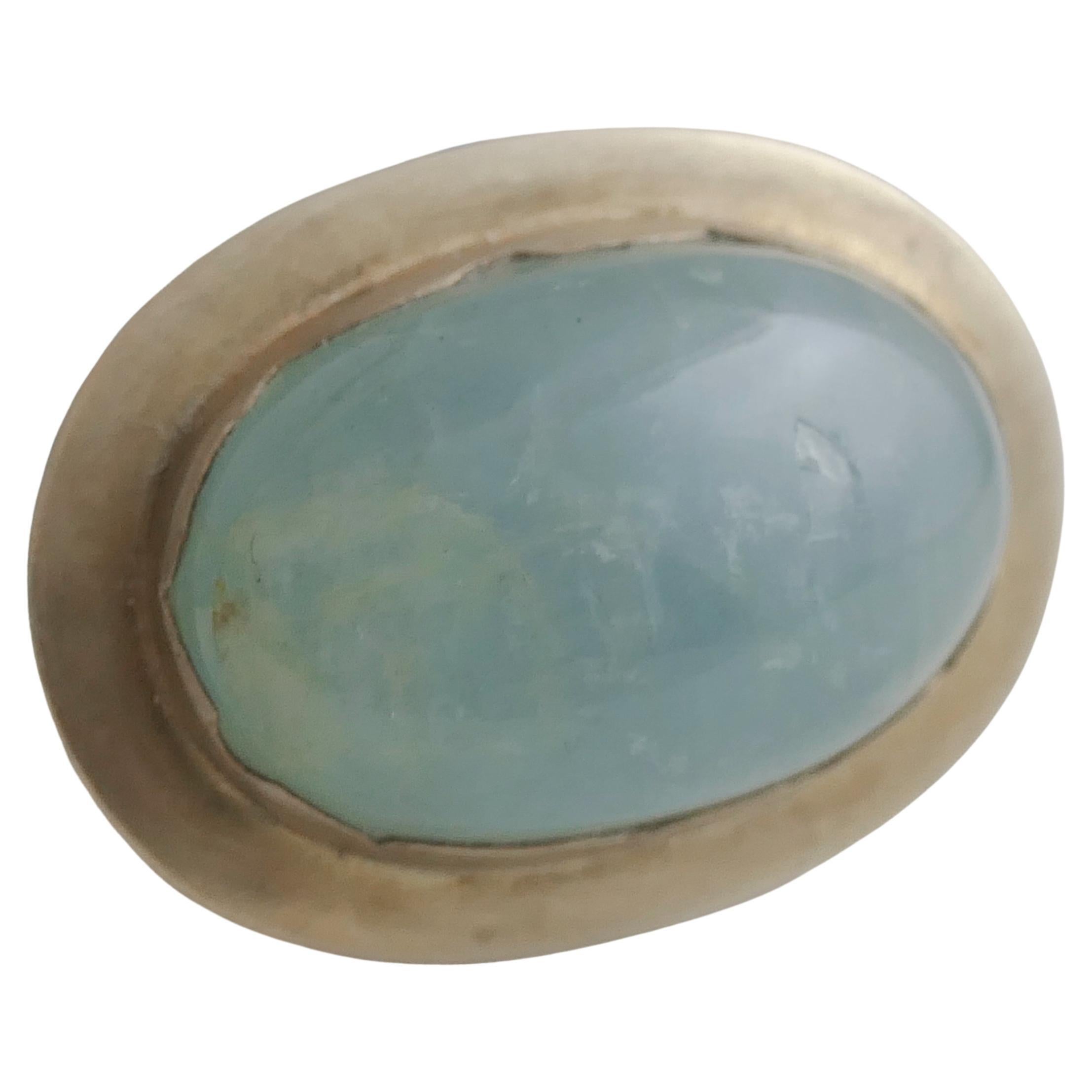 Aquamarine Gold Plated Sterling Silver Ring Size 8 - Cocktail Statement Ring