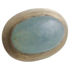 Aquamarine Gold Plated Sterling Silver Ring Size 8 - Cocktail Statement Ring