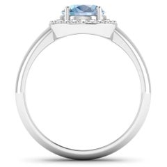 Aquamarine Gold Ring, 14 Karat Gold Aquamarine and Diamond Ring, 1.62 Carat