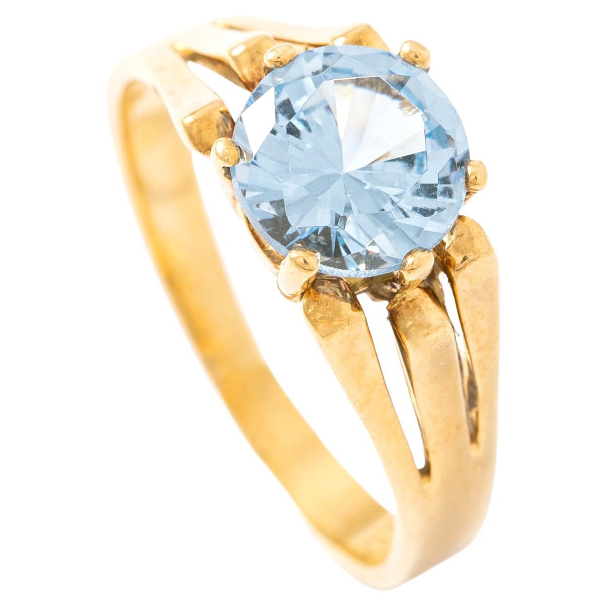 Aquamarine Gold Ring For Sale