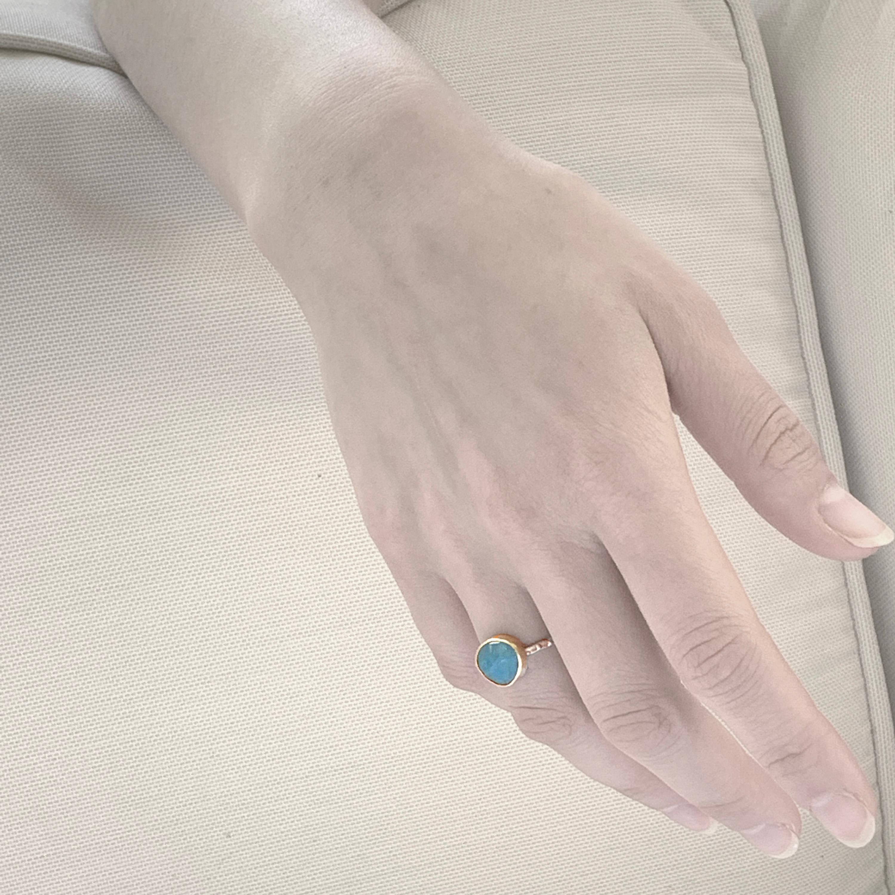 Contemporary Aquamarine Gold Ring with Silver For Sale