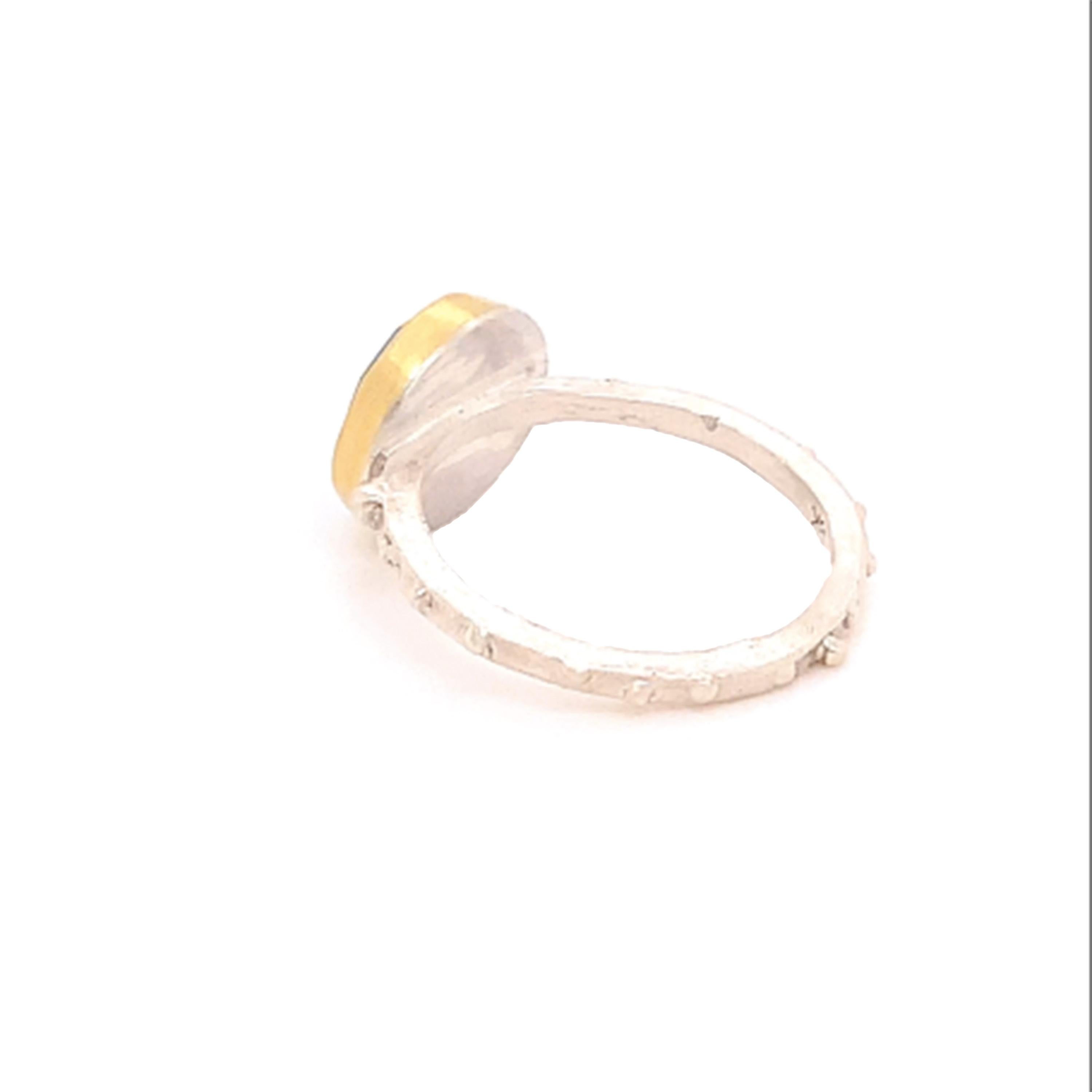 Rose Cut Aquamarine Gold Ring with Silver For Sale