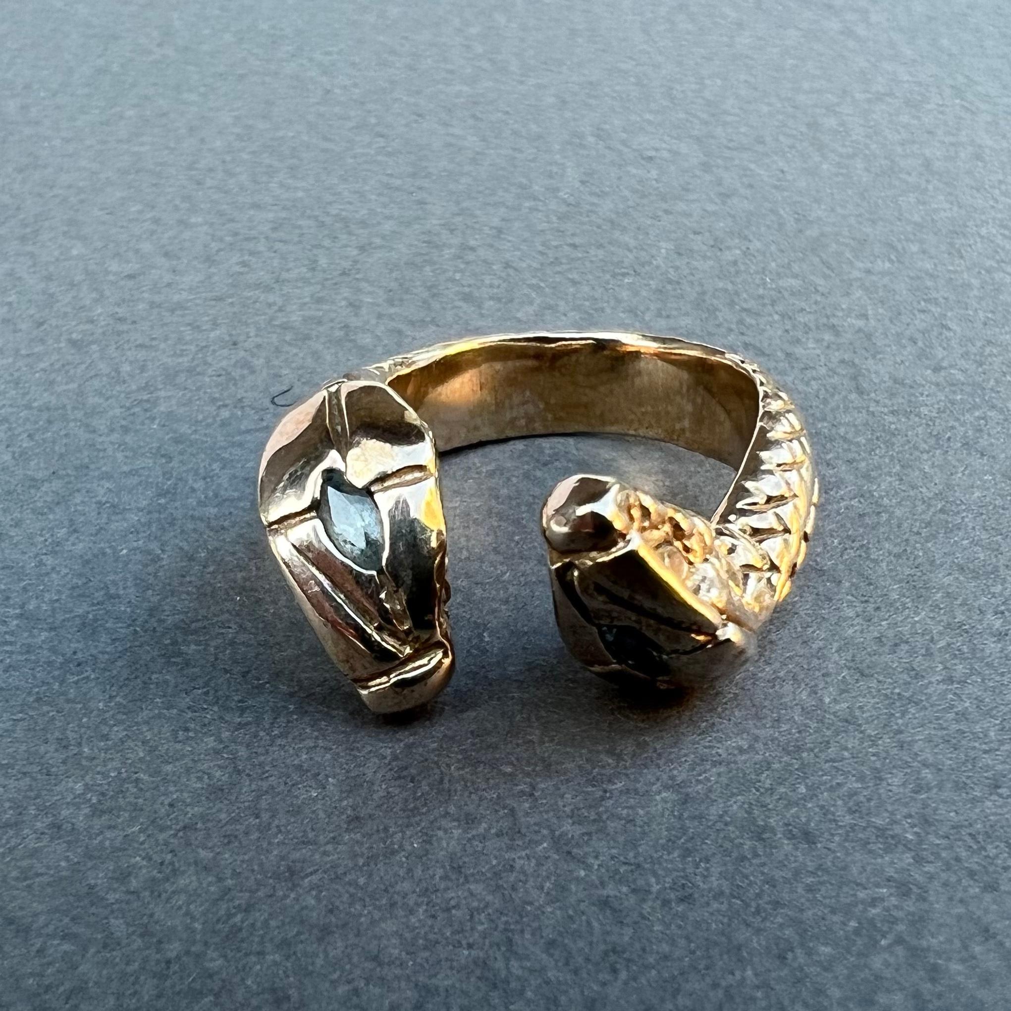 Victorian Aquamarine Gold Snake Ring Animal Ring Marquis J Dauphin For Sale