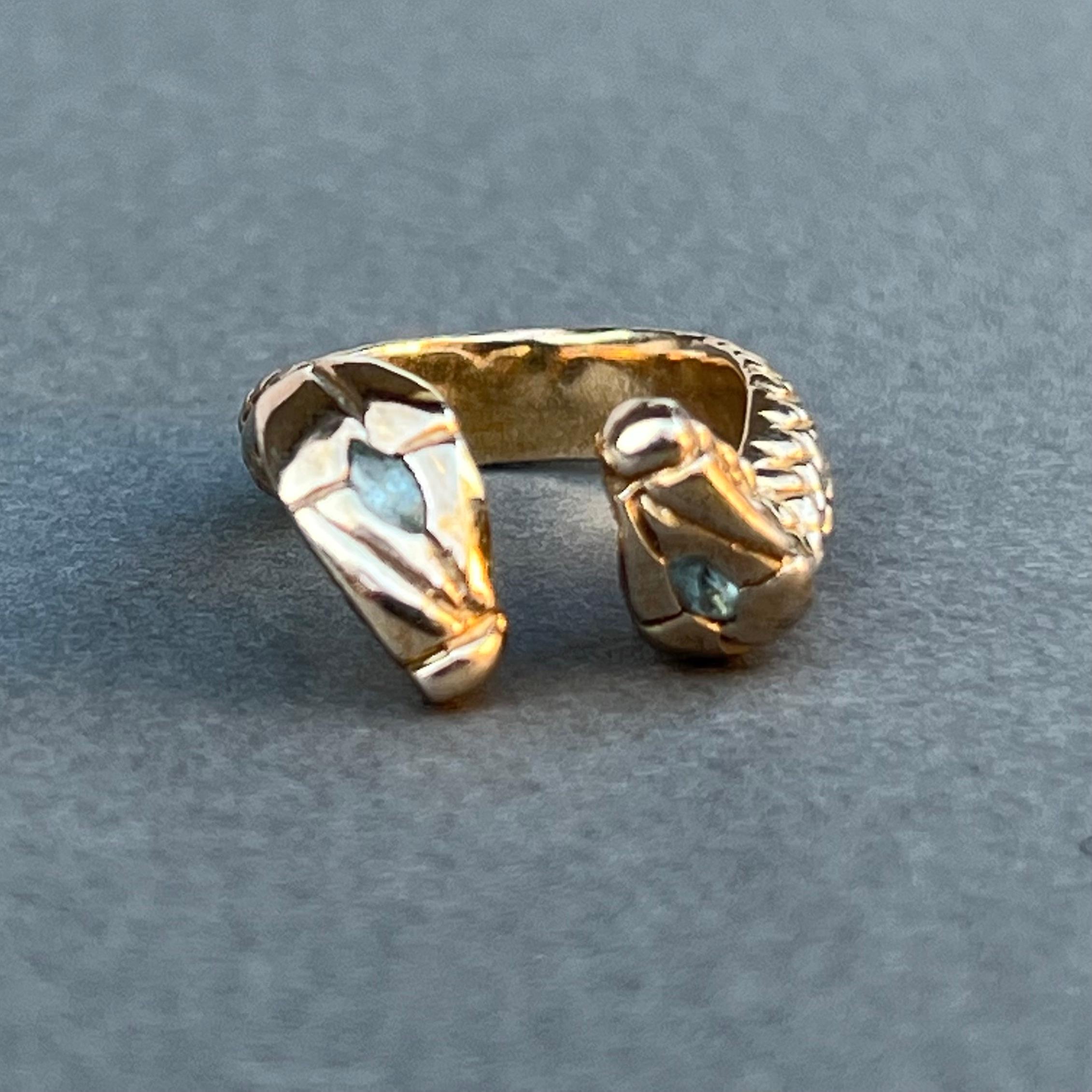 Marquise Cut Aquamarine Gold Snake Ring Animal Ring Marquis J Dauphin For Sale