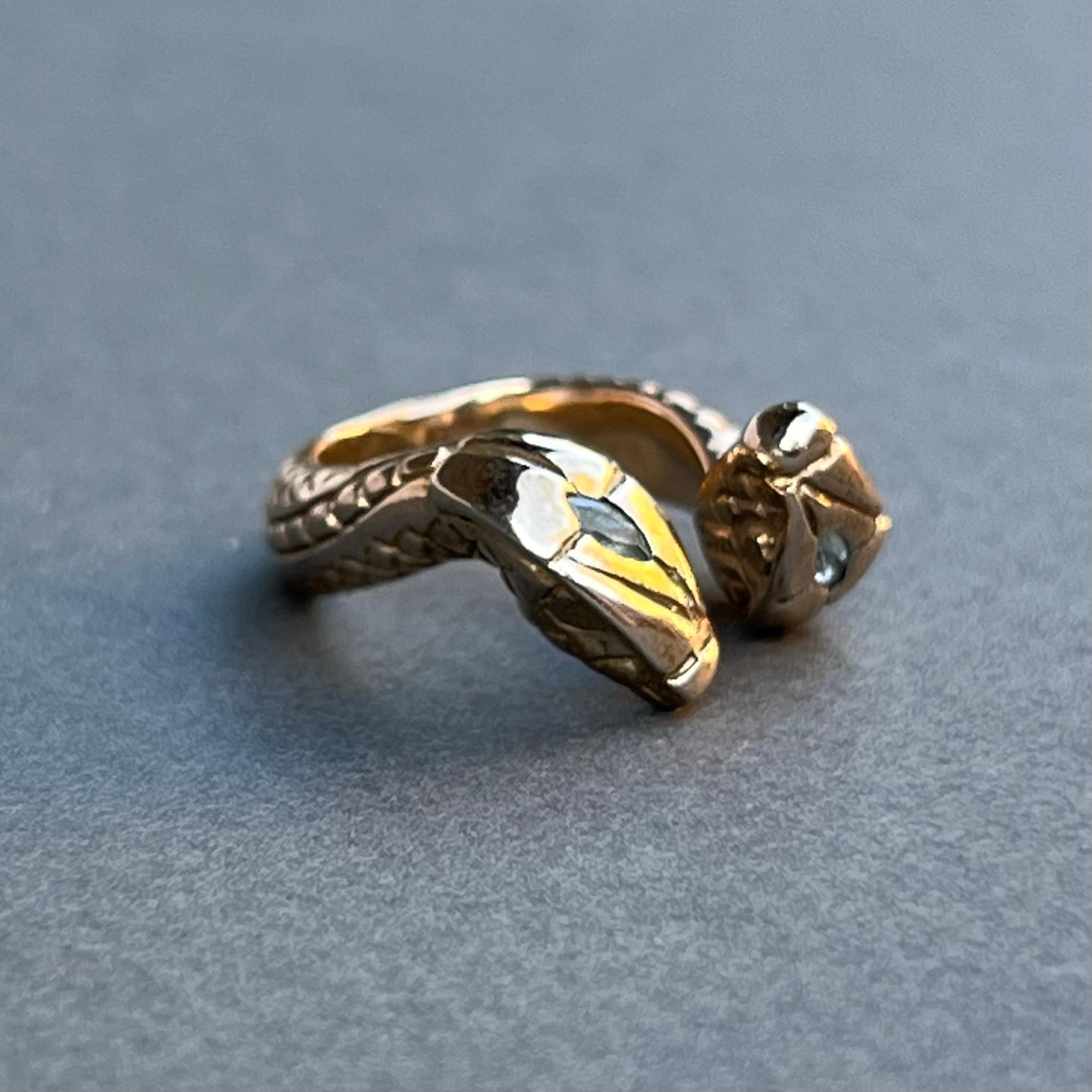Aquamarine Gold Snake Ring Animal Ring Marquis J Dauphin In New Condition For Sale In Los Angeles, CA
