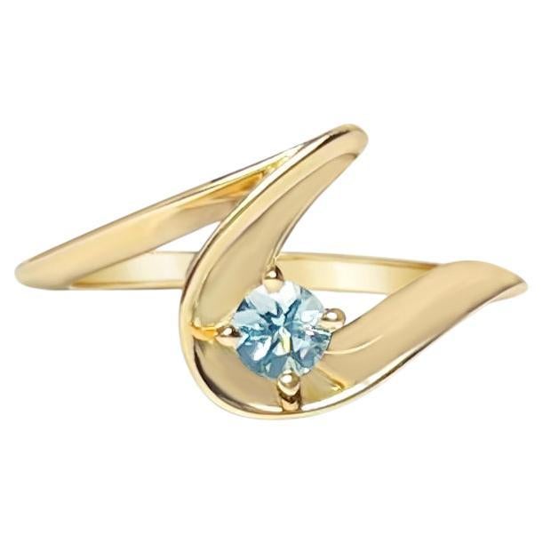 For Sale:  Aquamarine gold wave ring