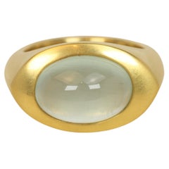 Aquamarine Greco Roman Ring – Cabochon Cut in 22K Yellow Gold, Darlene deSedle