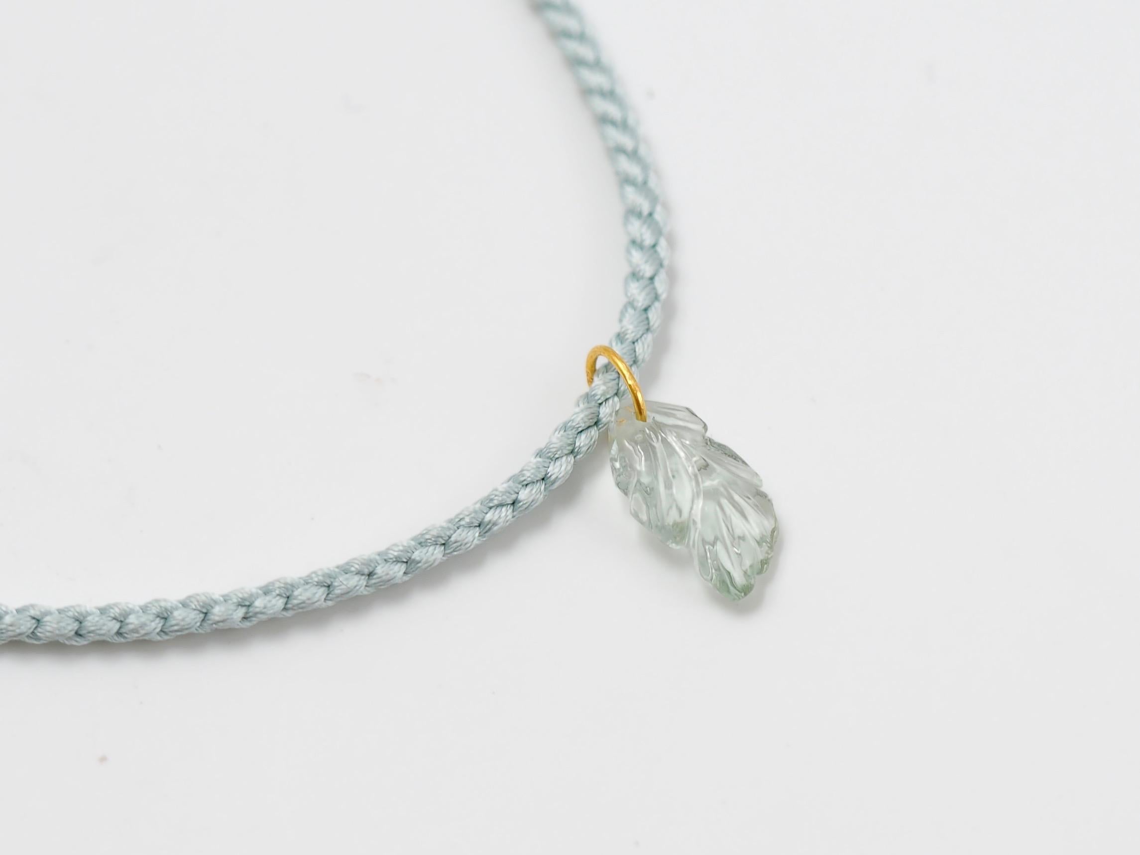 Contemporary Aquamarine Green Amethyst 22 Karat Gold Pendant Necklace