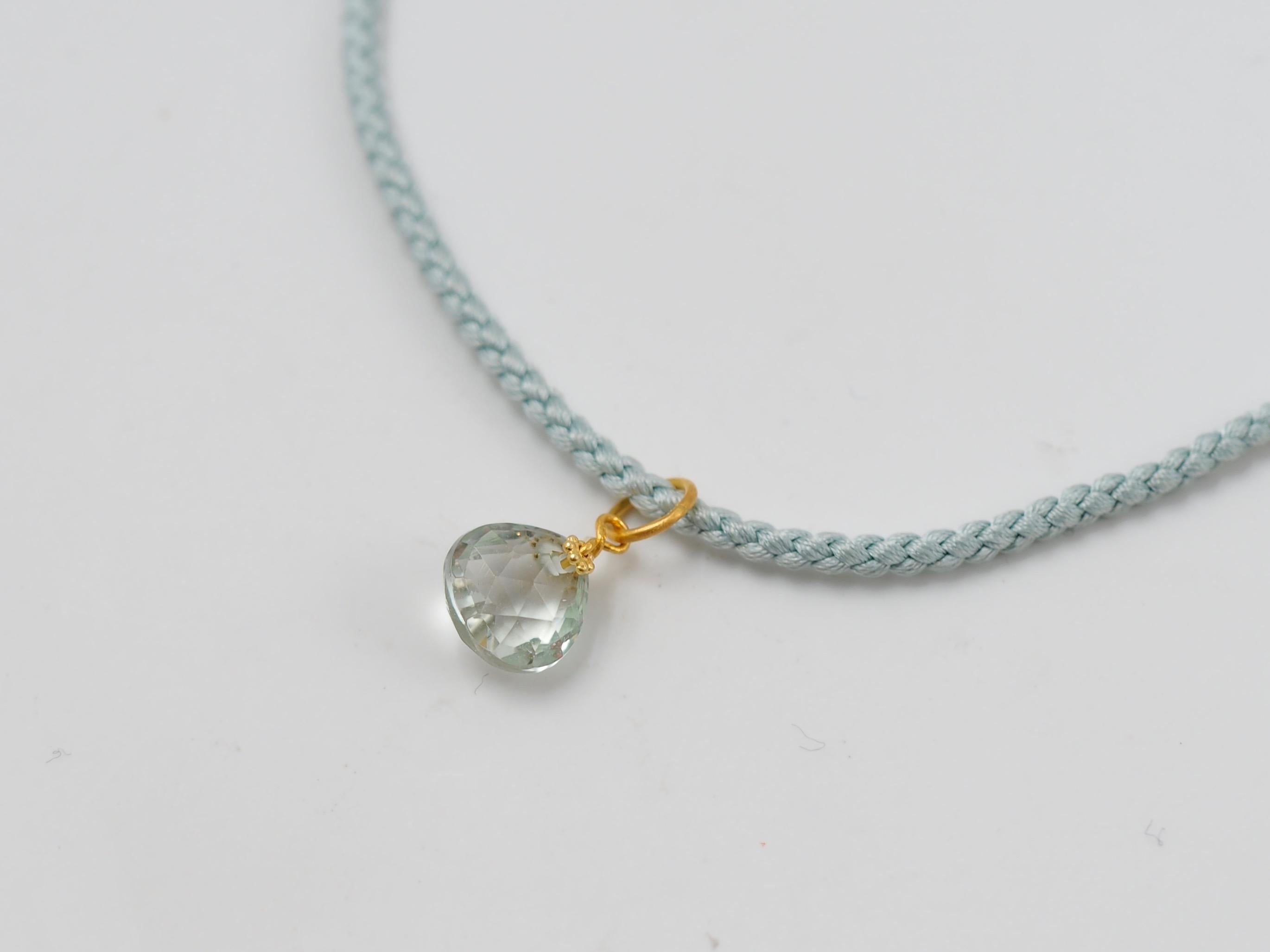 Women's Aquamarine Green Amethyst 22 Karat Gold Pendant Necklace