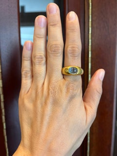 Aquamarine Gypsy Ring – Cabochon Cut in 22K Yellow Gold