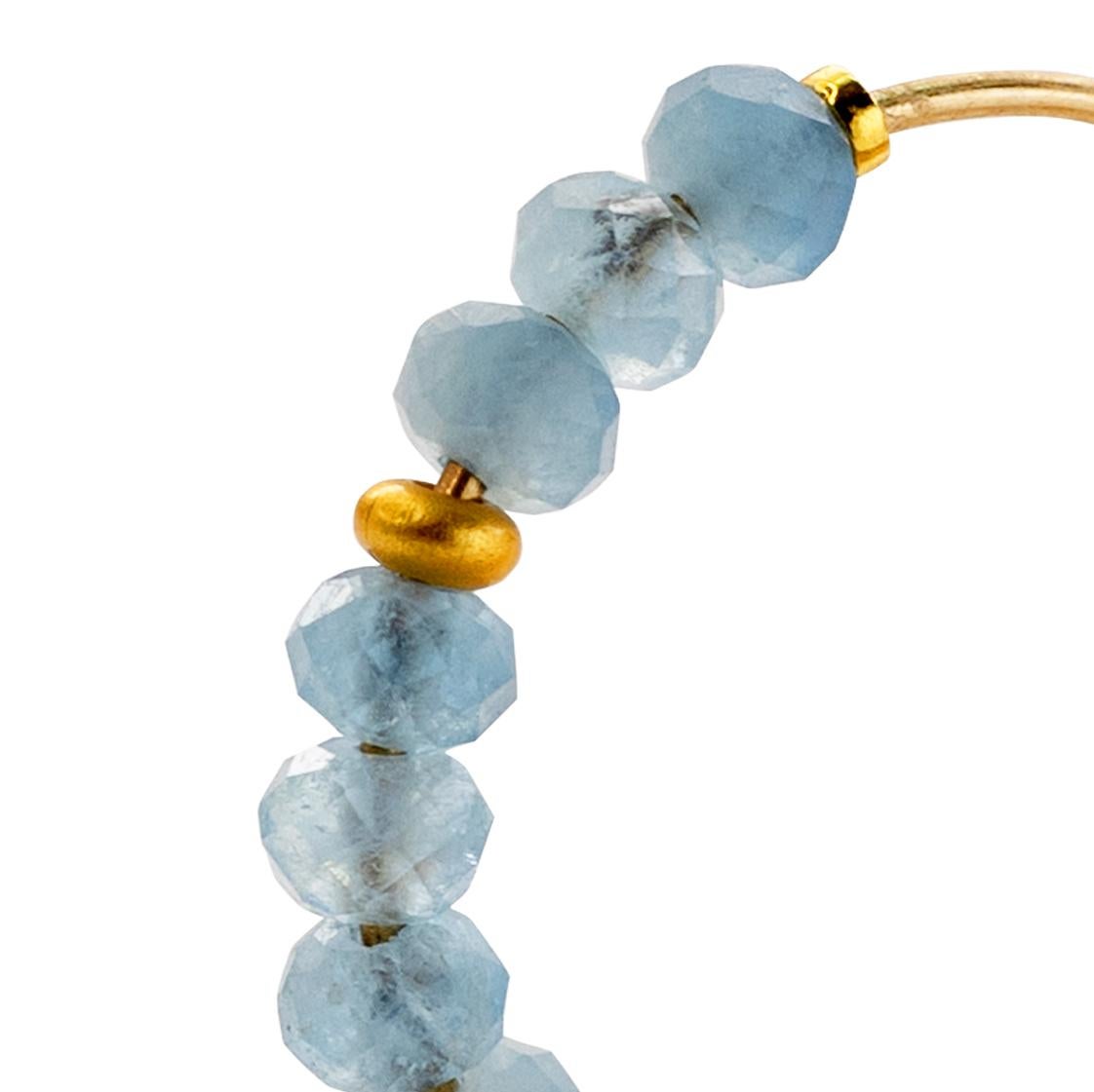Donna Orecchini a mezza luna in acquamarina con gancio in oro 14K - Da Bombyx House in vendita