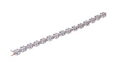 Aquamarine Hearts, Diamonds, 14 Karat Rose Gold Bracelet