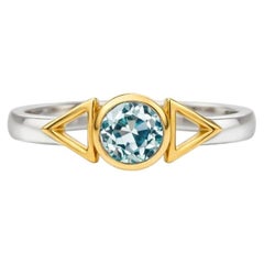 Bague en or blanc et or jaune 18k avec aigue-marine par Alexander Leyser