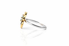 Aquamarine in White - and Rose Gold Flower Cocktail Ring by Alexander Leyser