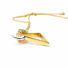 Aquamarine in Yellow and White Gold Pendant Necklace by Alexander Leyser