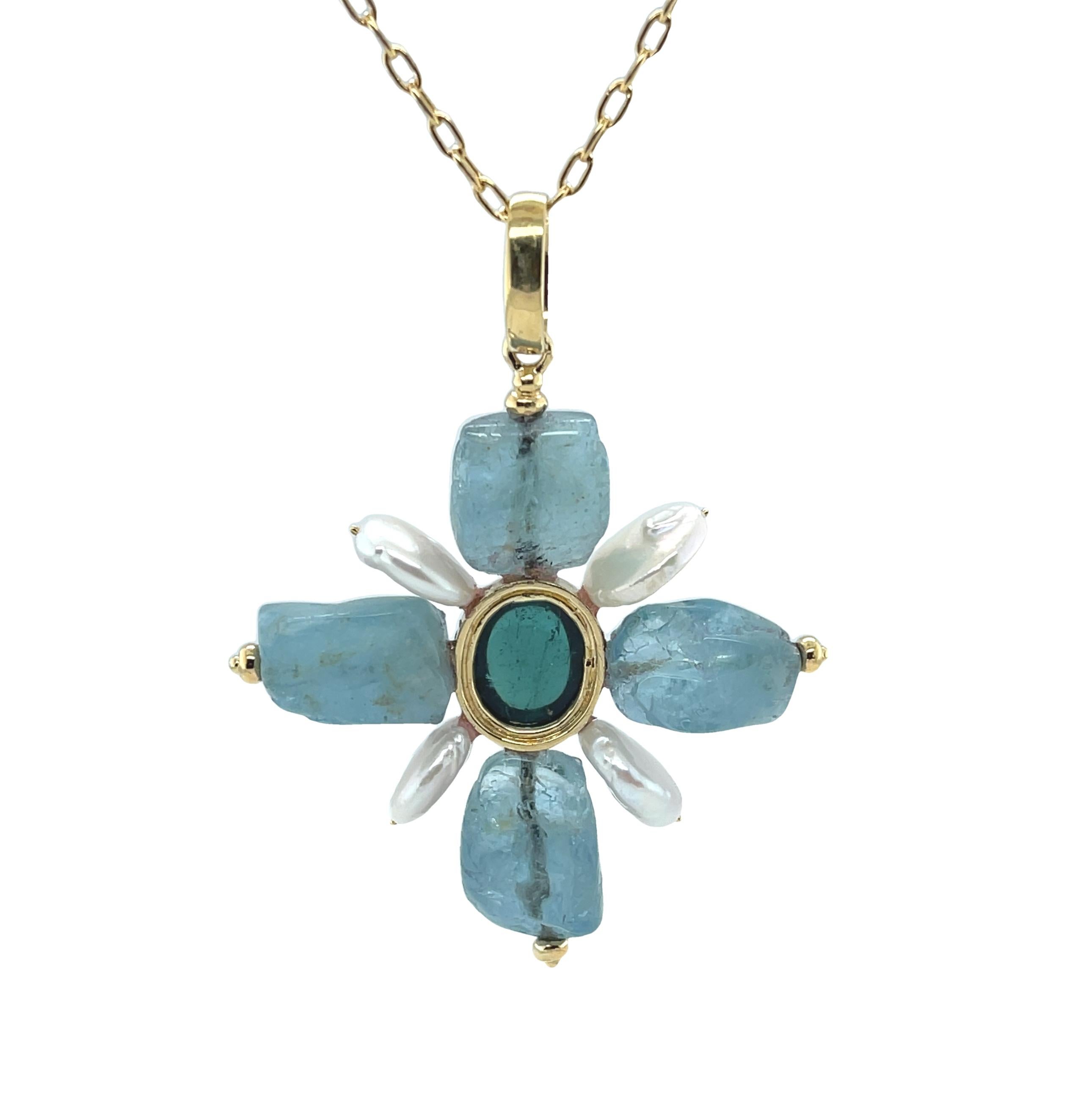 aquamarine cross necklace