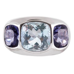 Aquamarine & Iolite “Mogul” Ring, Signed Seaman Schepps