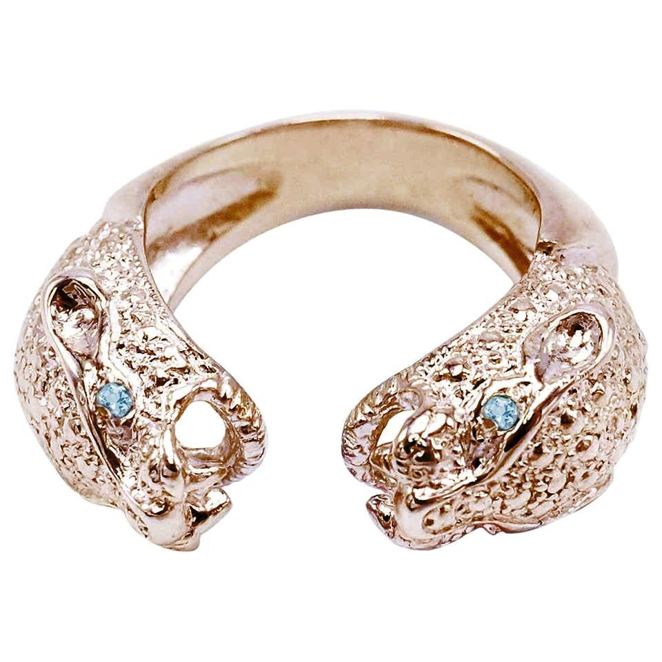 Anillo Jaguar Aguamarina Bronce Ajustable J DAUPHIN