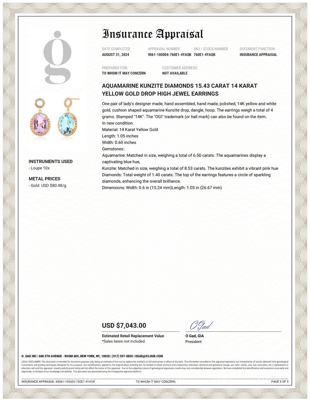Elevate your style with these exquisite 14 karat yellow gold drop earrings, a harmonious blend of sophistication and elegance. These earrings are meticulously crafted to feature a stunning combination of gemstones and diamonds, making them a perfect