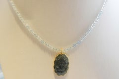 Aquamarine Labradorite Pendant Natural Gemstone Beaded Necklace 16 inches