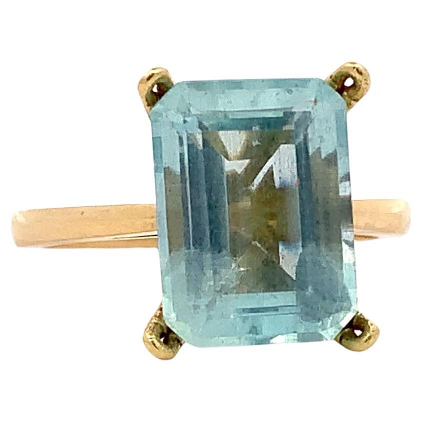 Anillo de cóctel alargado grande de aguamarina Oro amarillo de 18 quilates