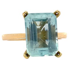 Anillo de cóctel alargado grande de aguamarina Oro amarillo de 18 quilates