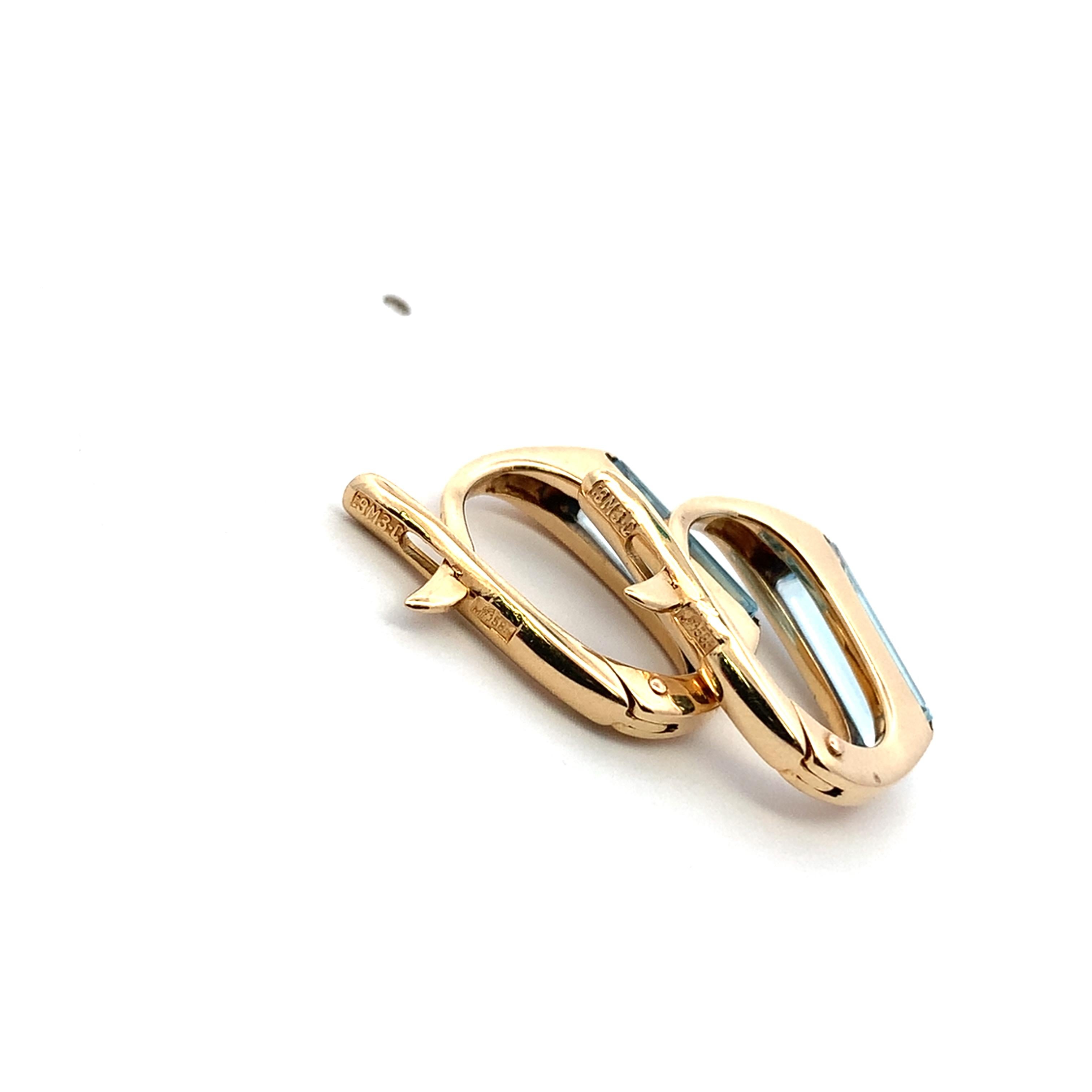 Donna Orecchini a leva con acquamarina in oro giallo 14k in vendita
