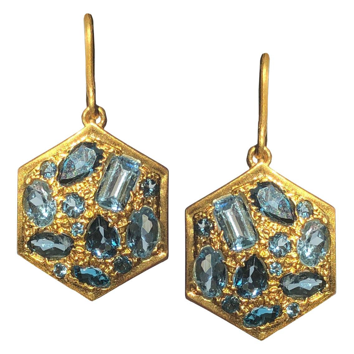 Aquamarine London Blue Topaz Gold Earrings by Lauren Harper