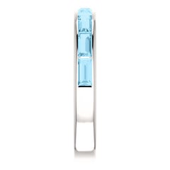 Aquamarine March Birthstone Baguette Half Eternity Band, Ben Dannie