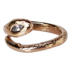 Aquamarine Marquis Emerald Eyes Snake Ring Bronze Victorian Style