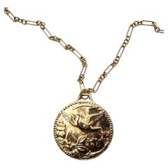 Aquamarine Marquis Pink Sapphire Medal Necklace  Dove  J Dauphin