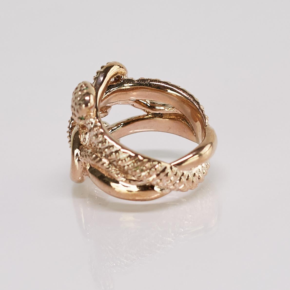 Diamant-Marquis-Schlangenring, Smaragd, Rubin, Augen, Bronze im viktorianischen Stil von J Dauphin im Angebot 4