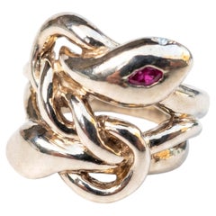 Aquamarine Marquis Snake Ring Serpent Gold Plated Silver J Dauphin