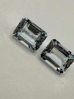Aquamarine matching pair 8mm emerald cut for jewelry making or collector
