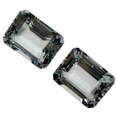 Aquamarine matching pair 8mm emerald cut for jewelry making or collector