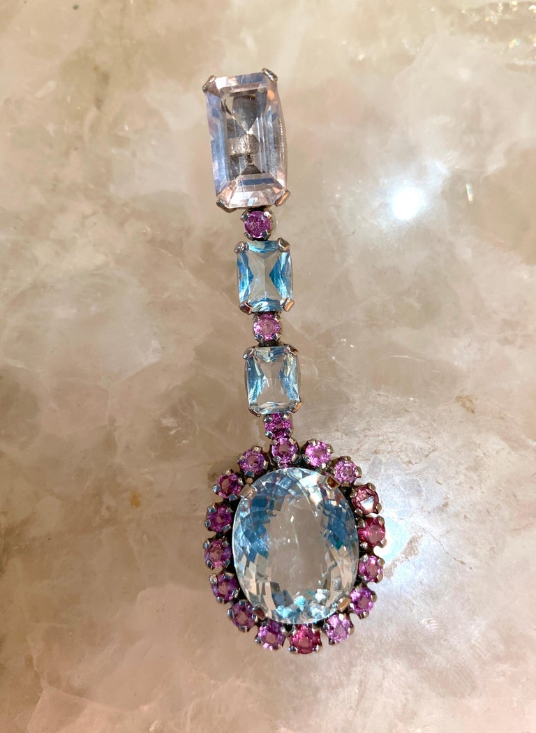 Aquamarine Morganite and Pink Sapphire Earrings For Sale 3