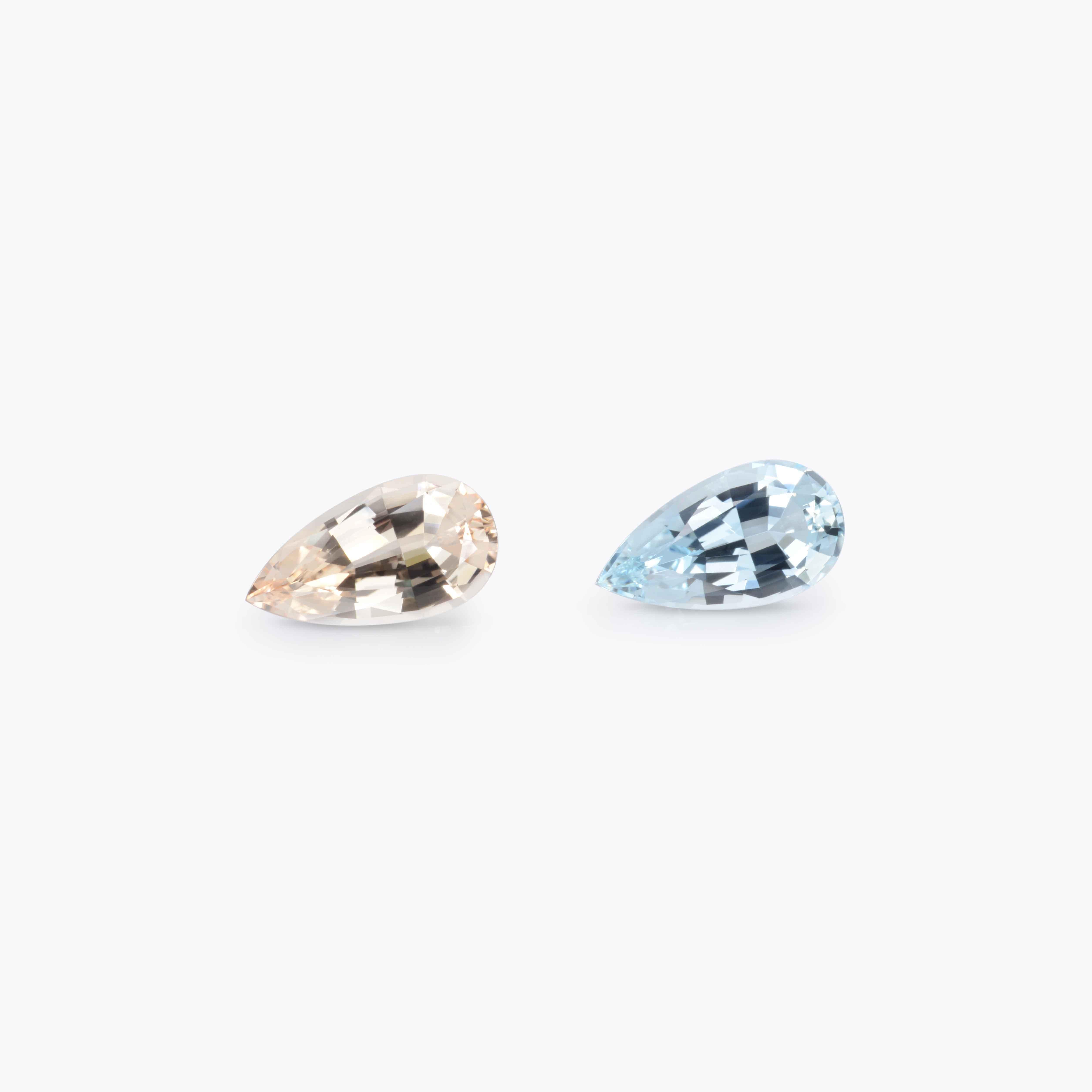 Modern Aquamarine Morganite Earrings Gemstone Pair of 8.47 Carat Unset Loose Gemstones