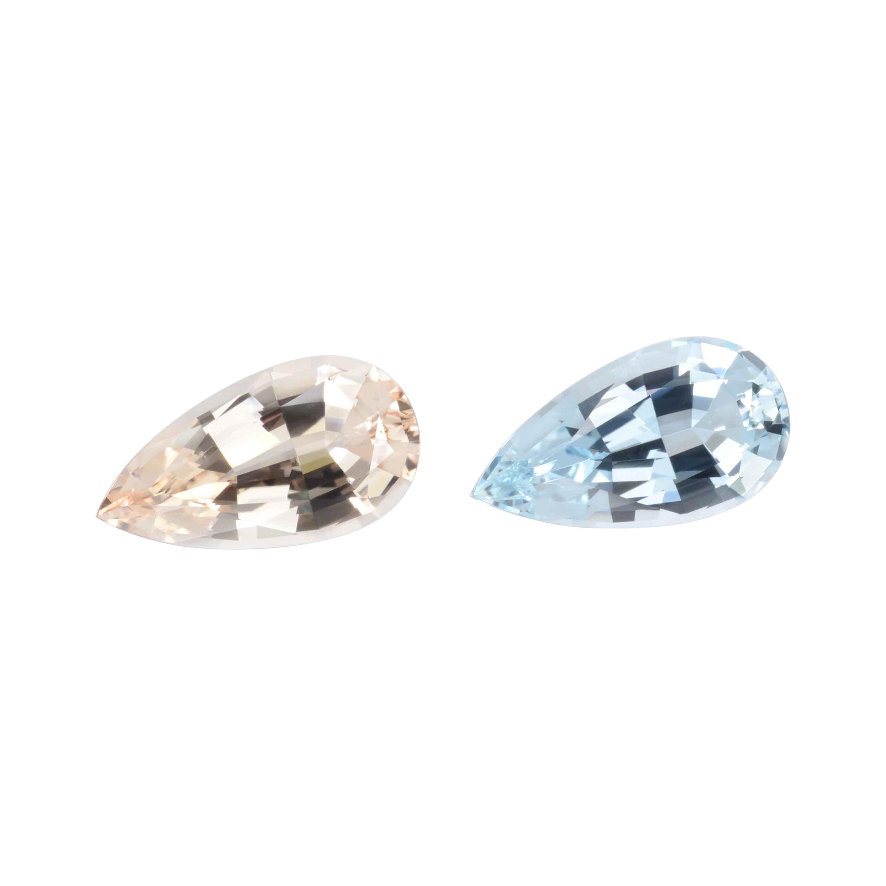 Aquamarine Morganite Earrings Gemstone Pair of 8.47 Carat Unset Loose Gemstones