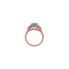Aquamarine Morganite with Diamond Three Stone Ring in 18k Rose Gold