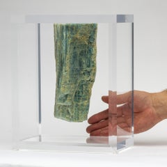 Aquamarine mounted in original design acrylic base