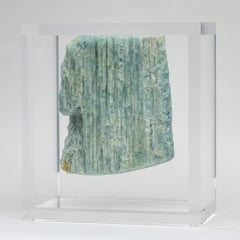 Aquamarine mounted in original design acrylic base