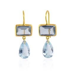 Ico & the Bird Fine Jewelry 9.2 carat Aquamarine  Gold Earrings