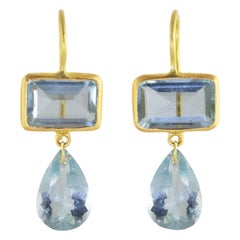 Ico 
the Bird Fine Jewelry 9.2 carat Aquamarine  Gold Earrings