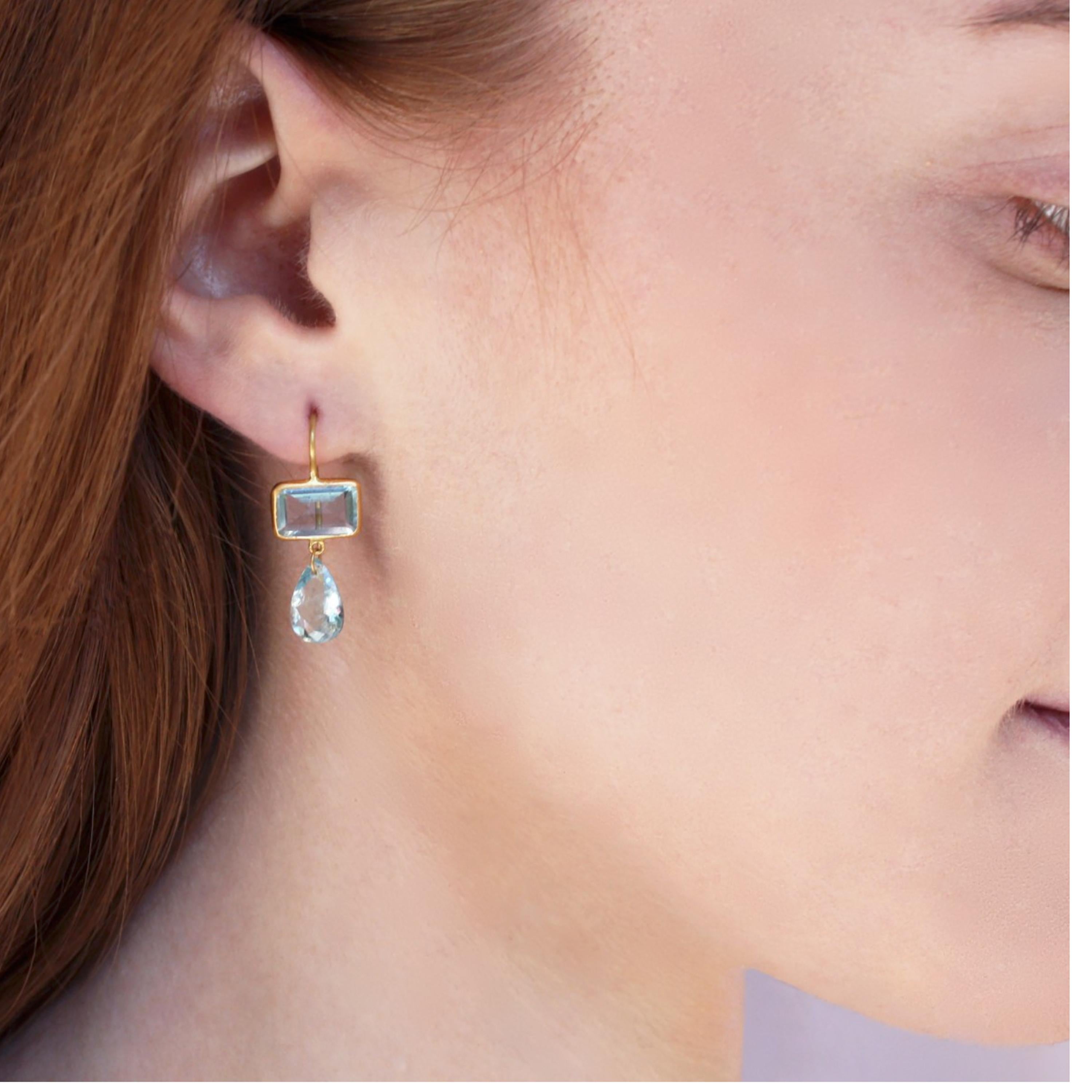 Women's Ico & the Bird Fine Jewelry 9.2 carat Aquamarine  Gold Earrings For Sale