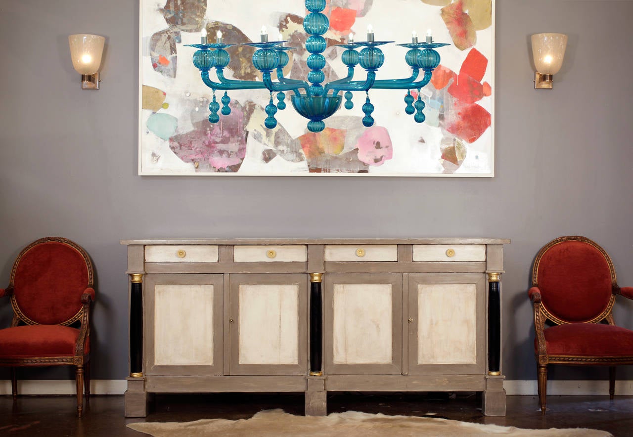 Aquamarine Murano Glass Chandelier by Barbini In New Condition For Sale In Austin, TX