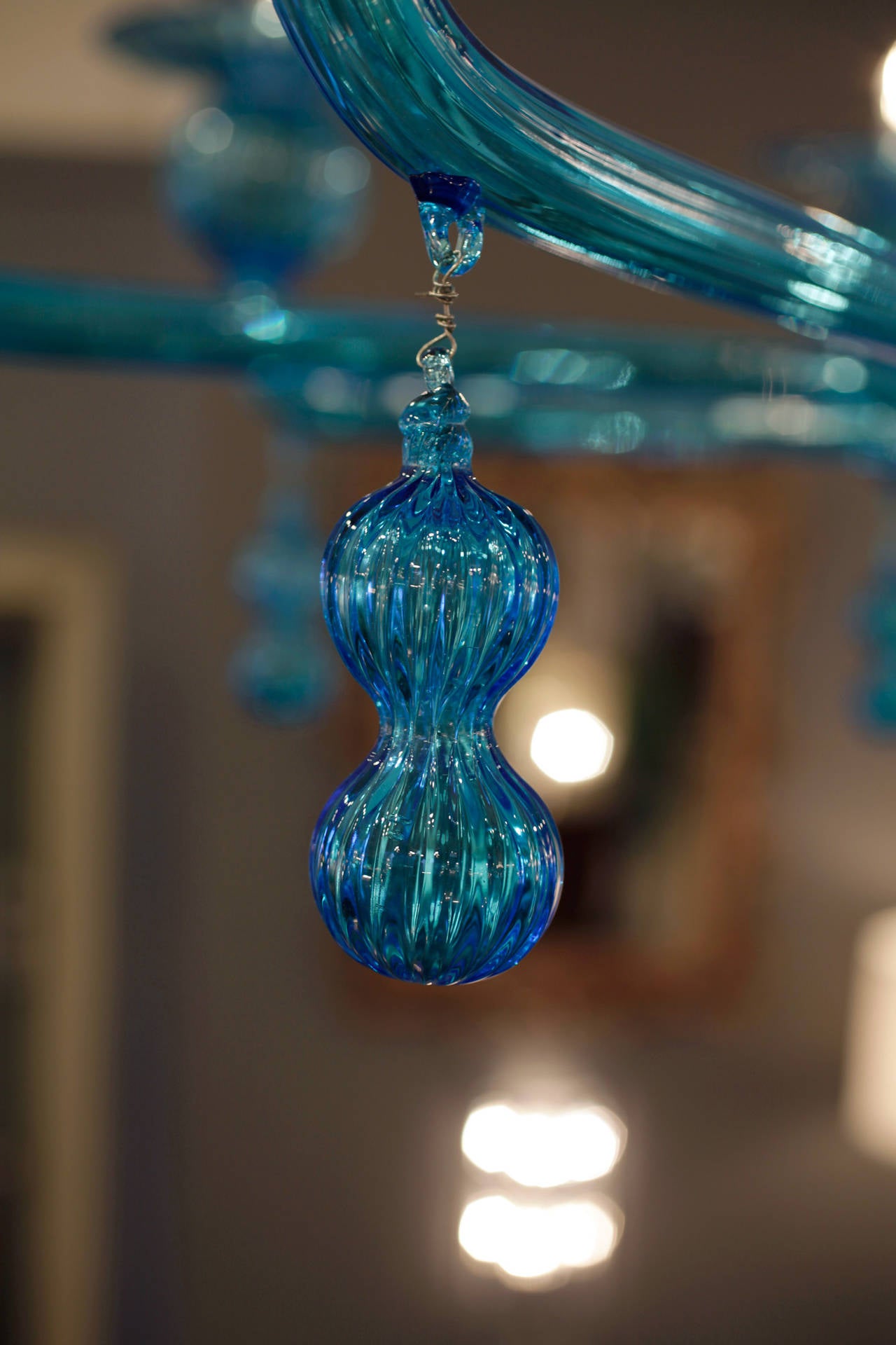 Aquamarine Murano Glass Chandelier by Barbini For Sale 1