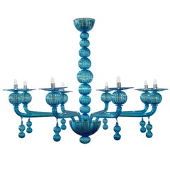 Aquamarine Murano Glass Chandelier by Barbini