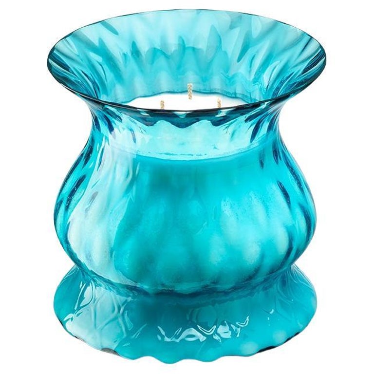 Aquamarine Murano Glass MouthBlown Blooming Tulip For Sale at 1stDibs