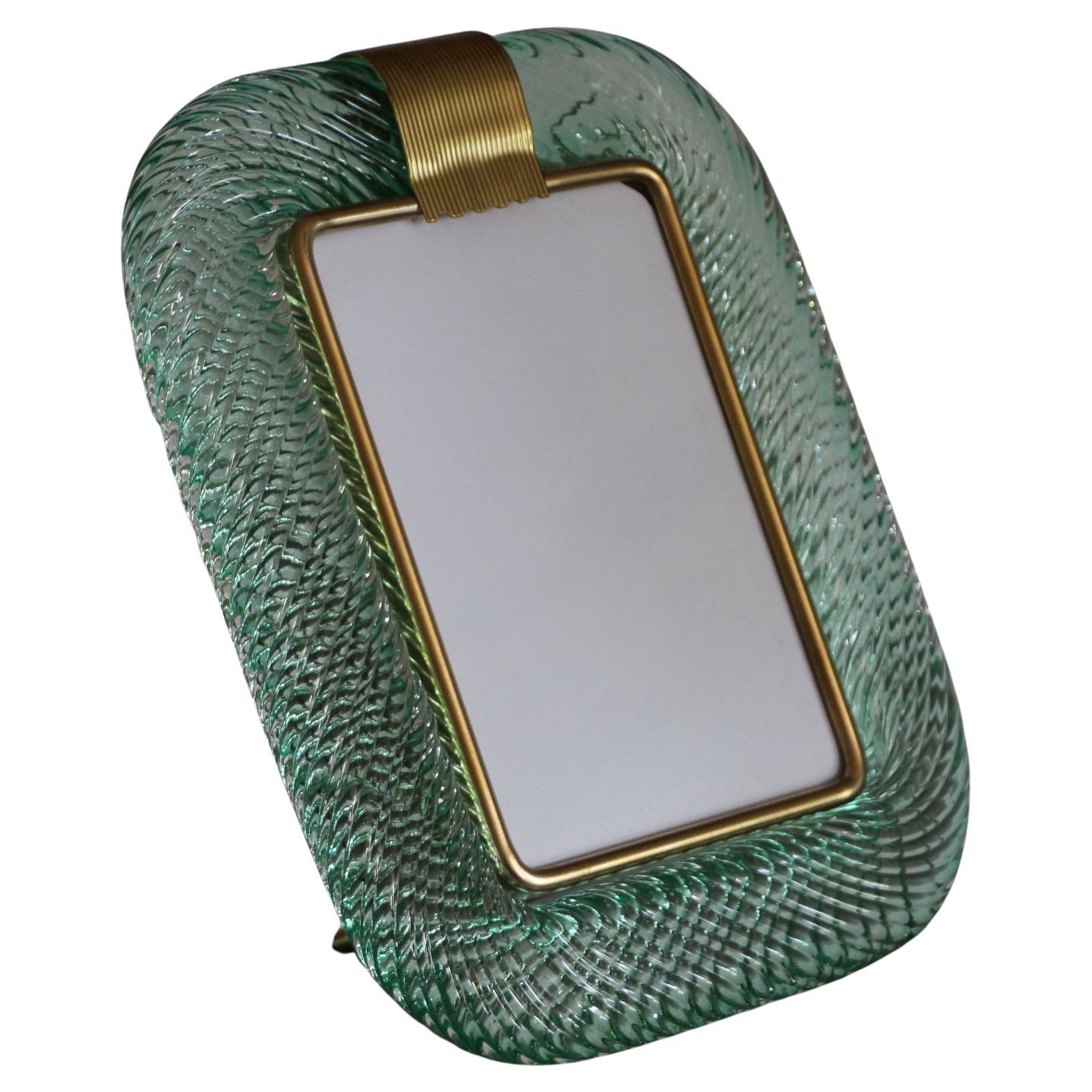 Aquamarine Murano Glass Photo Frame For Sale